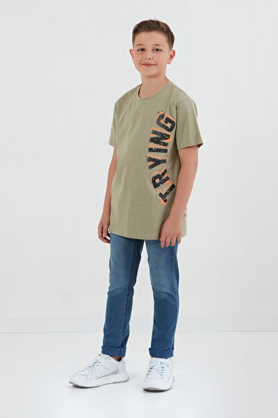 Fulla Moda %100 Pamuk Trying Baskılı Erkek Çocuk Tişört