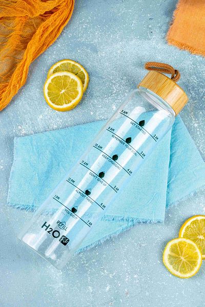 FH finehome Move Fit 1 Lt Glass Flask with Bamboo Lid