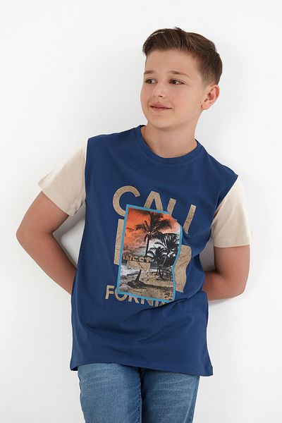 Fulla Moda Tricou pentru băiat 100% bumbac cu imprimeu palmier