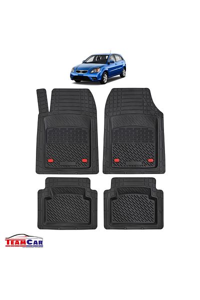 TEAMCAR ® Car Mats Kia Rio Dc (2000-2005) - Black - Durable Rubber Tray Type