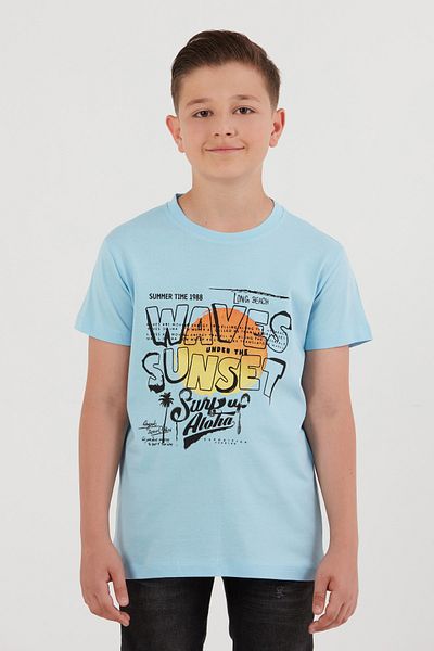 Fulla Moda Tricou pentru băiat 100% bumbac Waves Sunset Printed