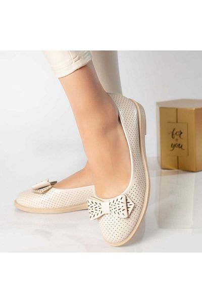 MODA STİL Women's beige ballerinas in eco-leather Carmen, 38