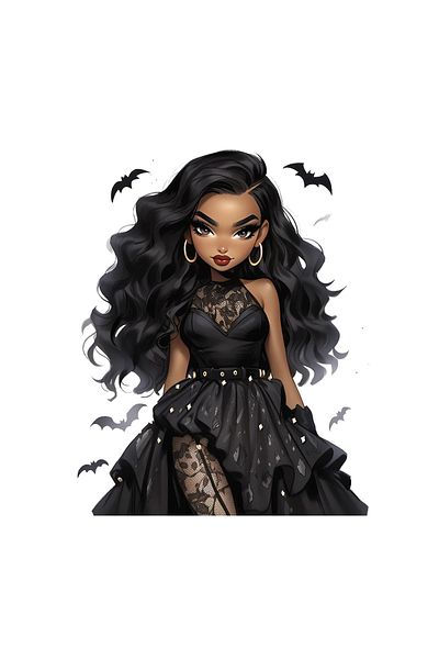 INOVATIX Set de 8 piese, autocolant păpușă demon Aisha, INOVATIX®. 6 cm