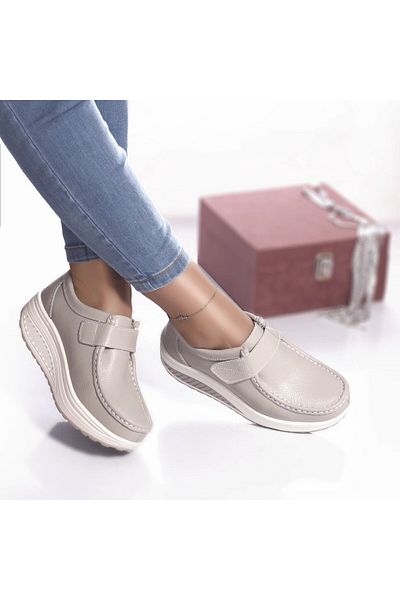 MODA STİL Rachel casual shoes, grey genuine leather, 40