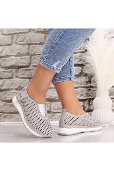 ANGEL BLUE Pantofi sport damă gri din piele Watifa, mărimea 40