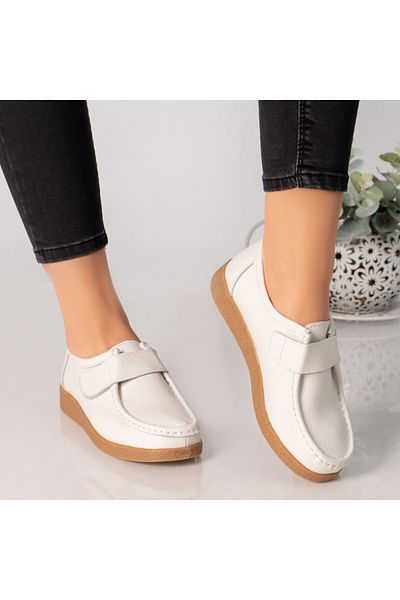 MODA STİL Women's casual white shoes, natural leather, chloly, 38