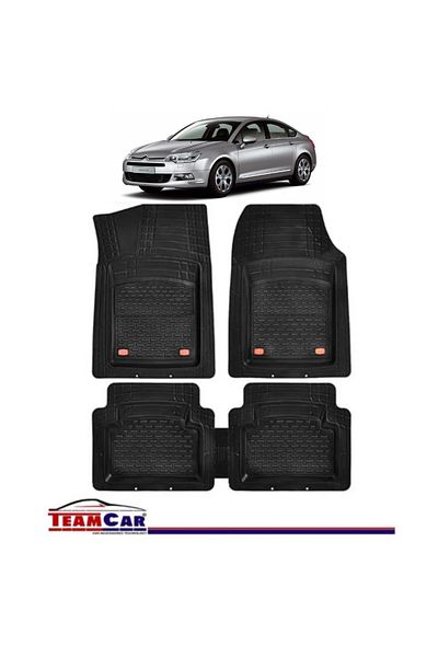 TEAMCAR ® Car Mats Tray Type Compatible Citroen C5 I (2001-2008) Black Durable Material