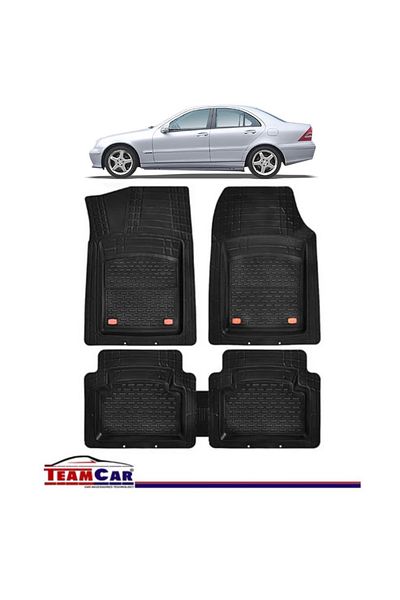 TEAMCAR Covorașe auto tip tavă compatibile cu Mercedes-Benz Clasa C W203 (2000–2007), negre, material durabil