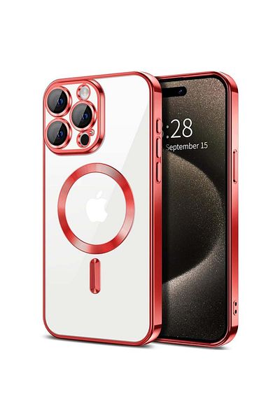 Techsuit Case for iPhone 15 Pro Max - Techsuit Luxury Crystal MagSafe - Red