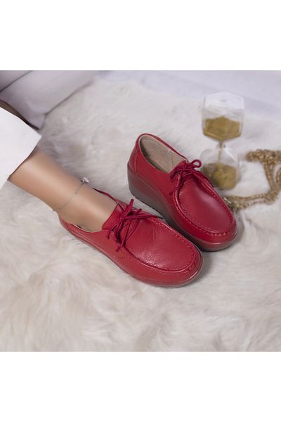 MODA STİL Clarisa platform shoes, red genuine leather, 40