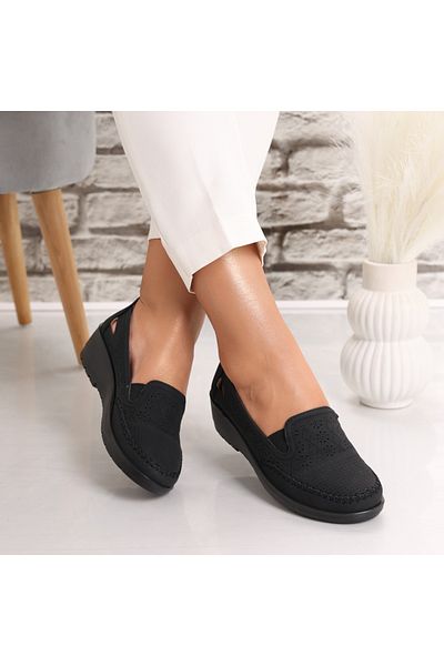 MODA STİL Women's Casual Black Shoes Made of Ecological Leather Lasina, 39