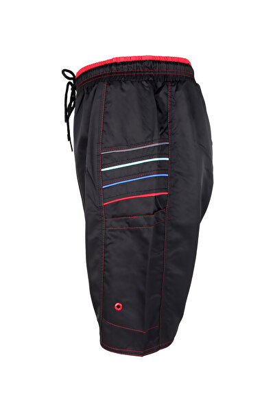 LUGMO Ανδρικό μαγιό με 2 τσέπες με φερμουάρ, βαμβακερή επένδυση που απορροφά το νερό, μαύρο K-195