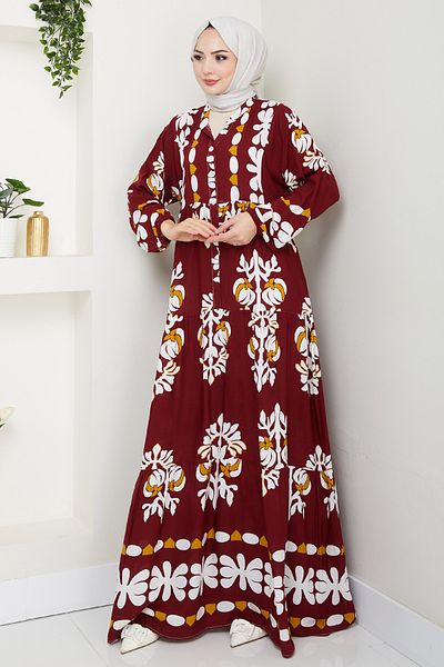 InStyle Flowy Casual Floral Viscose Dress Red