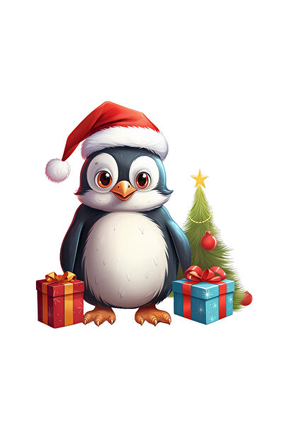 INOVATIX Set de 8 autocolante cu pinguin și cadouri de Crăciun, INOVATIX®. 6 cm