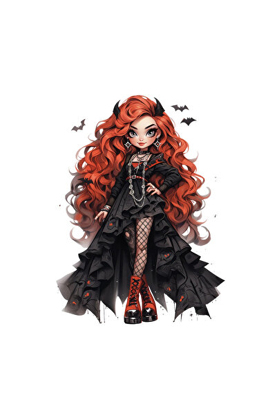 INOVATIX Set de 8 piese, autocolant păpușă demon chihlimbar, INOVATIX®. 6 cm