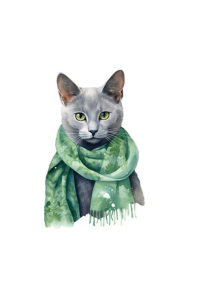 INOVATIX Set of 8 pieces, Russian Blue Cat Sticker, INOVATIX®. 6 cm