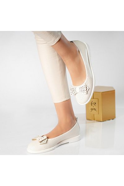 MODA STİL Women's white ballerinas, Carmen, 37