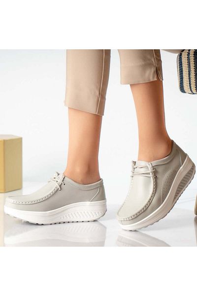 MODA STİL Women's casual shoes, gray, natural leather, Oscar, 36