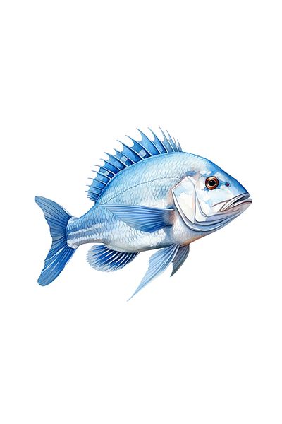 INOVATIX Set of 8, Sticker Blue Fish Porgy, INOVATIX®. 6 cm