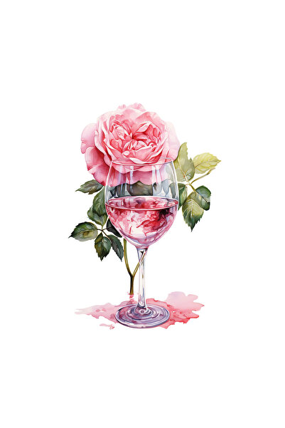 INOVATIX Σετ 8 τεμαχίων, Αυτοκόλλητο ποτήρι κρασιού και ροζ τριαντάφυλλο, INO...