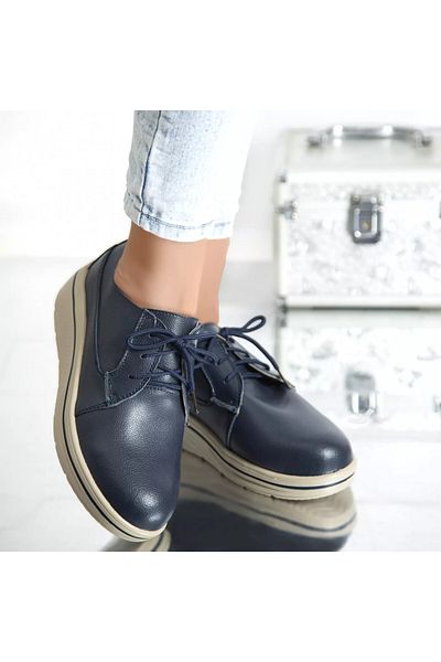 MODA STİL Ruby navy platform shoes, genuine leather, 41