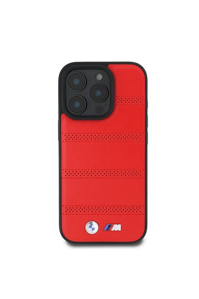 BMW Case for iPhone 16 Pro - BMW Hardcase M Perforated And Stitched Line MagSafe (BMHMP16L23PUSPR) - Red