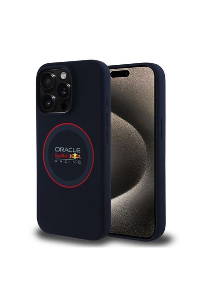 Red Bull Racing Carcasă pentru iPhone 15 Pro - Red Bull Racing Silicone Red Ring MagSafe (RBHMP15L24SIILVR) - Bleumarin