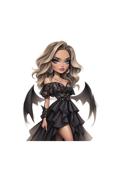 INOVATIX Set de 8 piese, autocolant păpușă demon Artemis, INOVATIX®. 6 cm