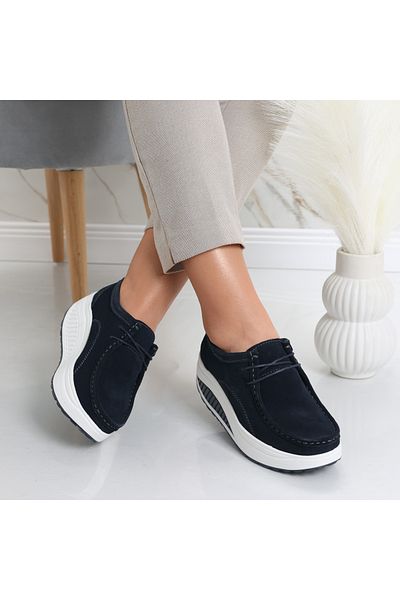 MODA STİL Women's casual shoes Navy Blue made of genuine suede leather Oscar, 41