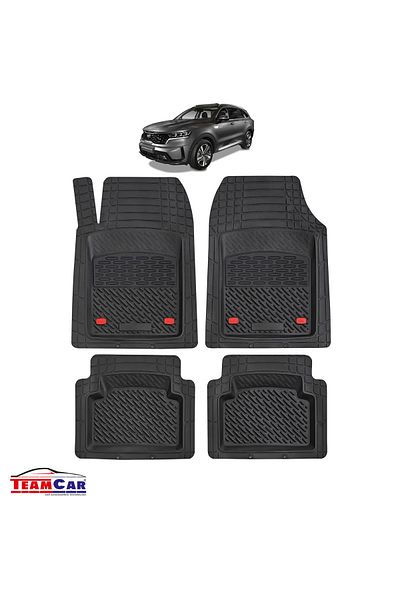 TEAMCAR ® Car Mats Kia Sorento Mq4 (2020-PRESENT) - Black - Durable Rubber Tray Type