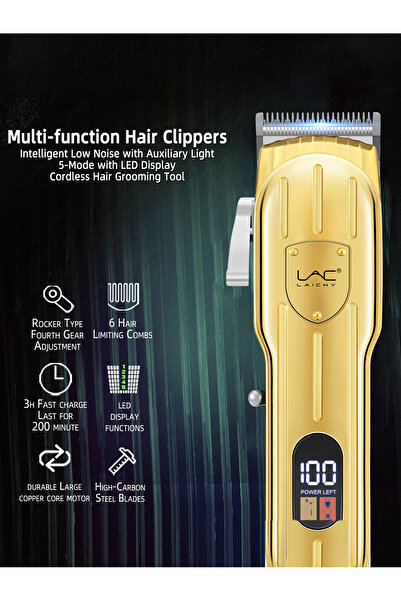 LAC LAICHY Hair Clippers for Men Hair Beard Trimmer for MEN Cordless With LED Display，Yellow