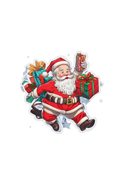 INOVATIX Set de 8 piese, autocolant Moș Crăciun alergând să împartă cadouri, ...