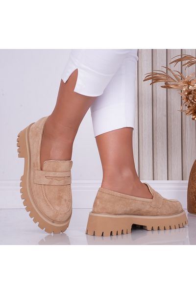 MODA STİL Women's casual shoes Camel made of ecological suede Any, 36