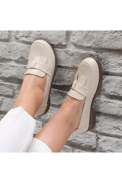 MODA STİL Women's Beige Brown Shoes Made of Eco-Leather Basuna, 36