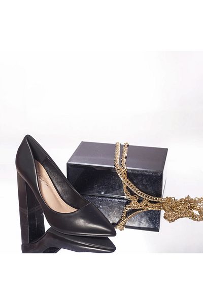 MODA STİL Clear heel shoes, black eco-leather, 35