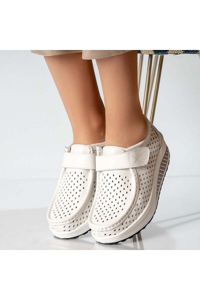 MODA STİL Women's casual white leather shoes, size 36