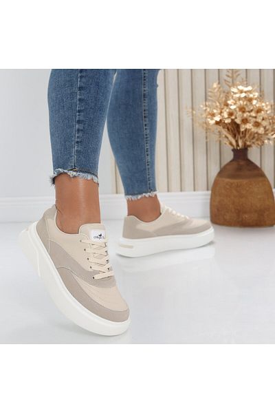 MODA STİL Women's casual shoes Beige made of natural leather Nely, 37