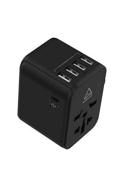 Generic ADONIT Lightweight 30 Watts Rapid Device Charging USB-A and USB-C Universal Travel Adapter Black
