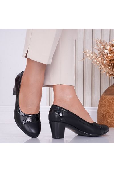 MODA STİL Women's Black Heeled Shoes Made of Ecological Leather Inez, 38