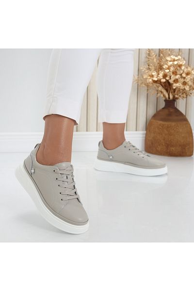 MODA STİL Women's casual shoes in grey genuine leather Novea, 40