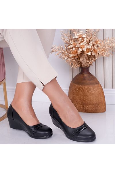 MODA STİL Women's Black Platform Shoes Made of Eco-Leather Bell, 38
