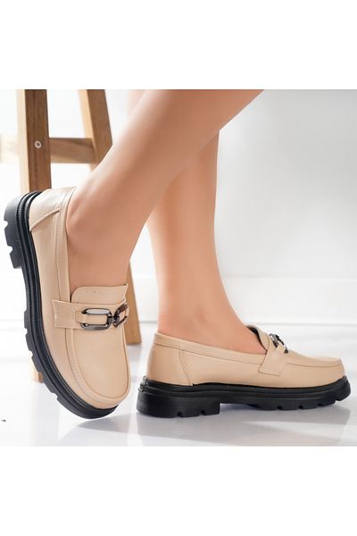 MODA STİL Women's Casual Shoes Beige Made of Horva Ecological Leather, 40