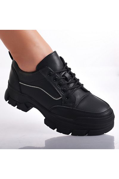 MODA STİL Women's Casual Black Shoes Made of Eco-Leather Esle, 39