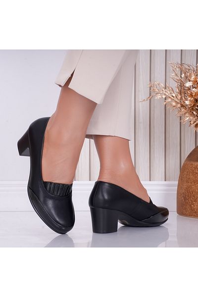 MODA STİL Women's Black Heeled Shoes Made of Eco-Leather Dell, 40