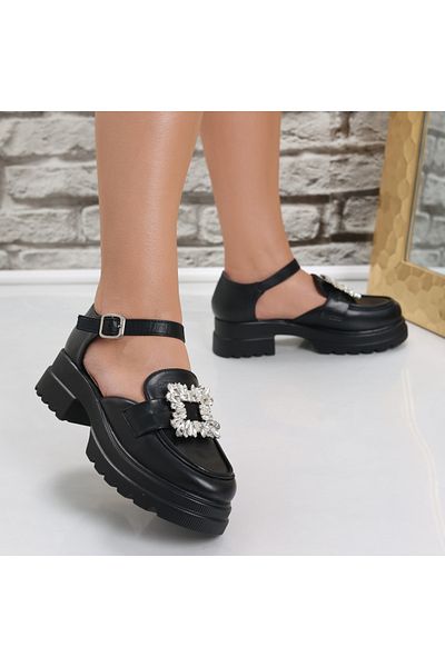 MODA STİL Women's Casual Black Shoes Made of Ecological Leather Aninsa, 39