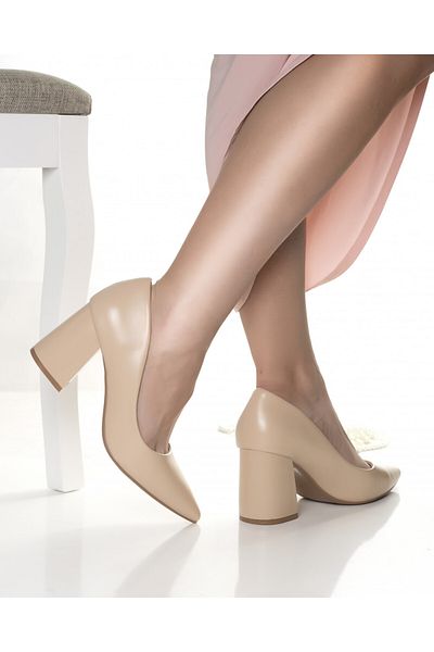 MODA STİL Women's shoes with beige heels made of furga eco-leather, 40