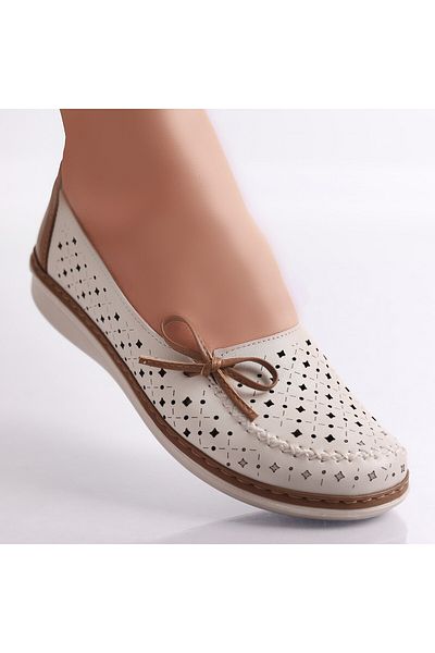 MODA STİL Women's Casual Shoes Beige/Khaki Made of Eco-Leather Norte, 41
