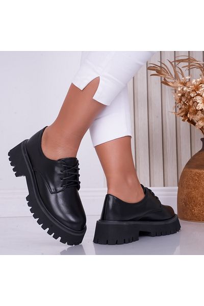 MODA STİL Women's Casual Black Shoes Made of Eco-Leather Beny, 38