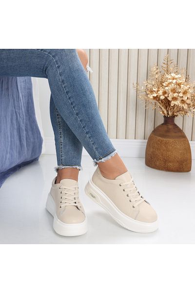 MODA STİL Women's casual shoes Beige made of natural leather Issa, 39