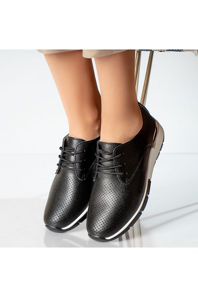 MODA STİL Women's casual shoes, black, genuine leather, 40